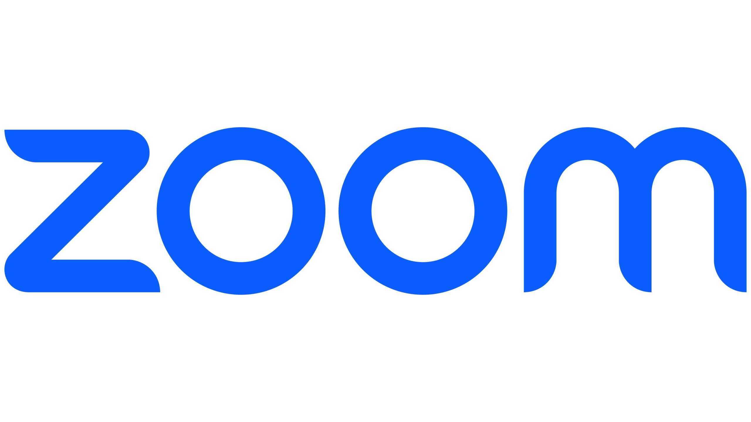 Zoom logo image, representing the Zoom video conferencing platform in blue text.