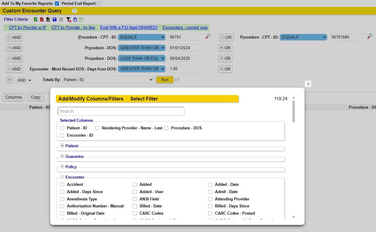 Screenshot of Prosperity's Custom Encounter Query